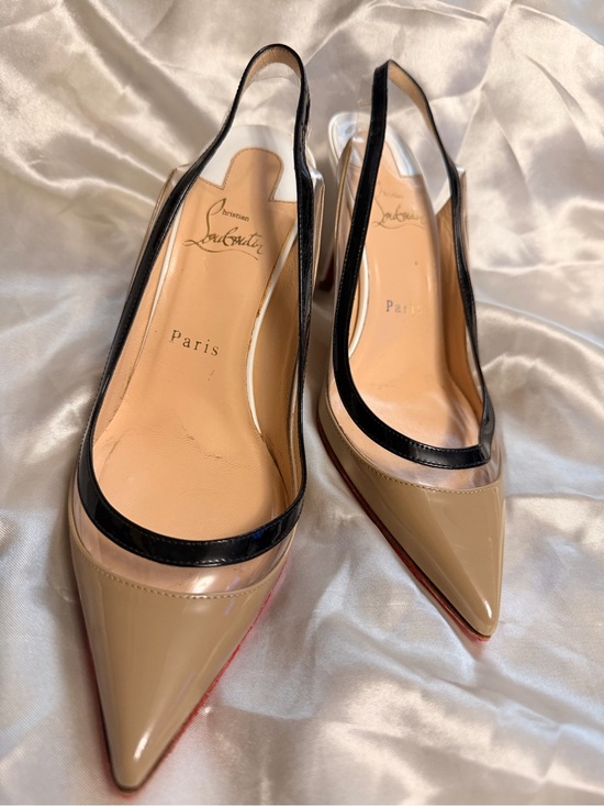 Christian Louboutin Shoes - Christian Louboutin Paulina Slingback Pumps — Beige, Black, & White
